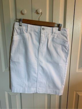 Talbots White Women's Straight Denim Skirt